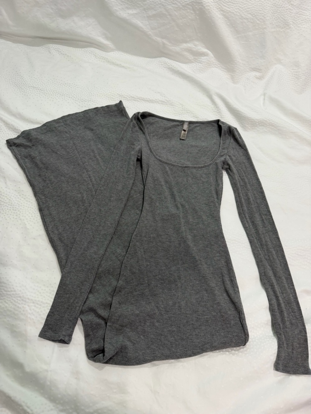 SKIMS Charcoal Gray Long Sleeve Scoop Neck Top